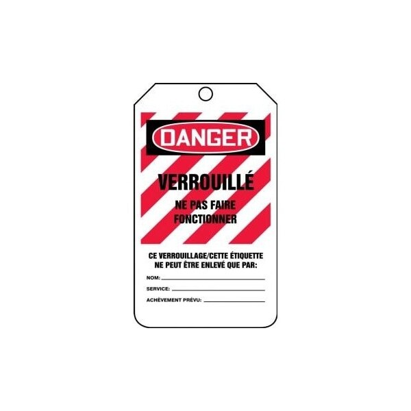 Accuform French Safety Tags, DANGER LOCKED OUT DO NOT OPERATE, 5.75in x 3.25in, HS-Laminate, 5PK FRMLT407LTM - main